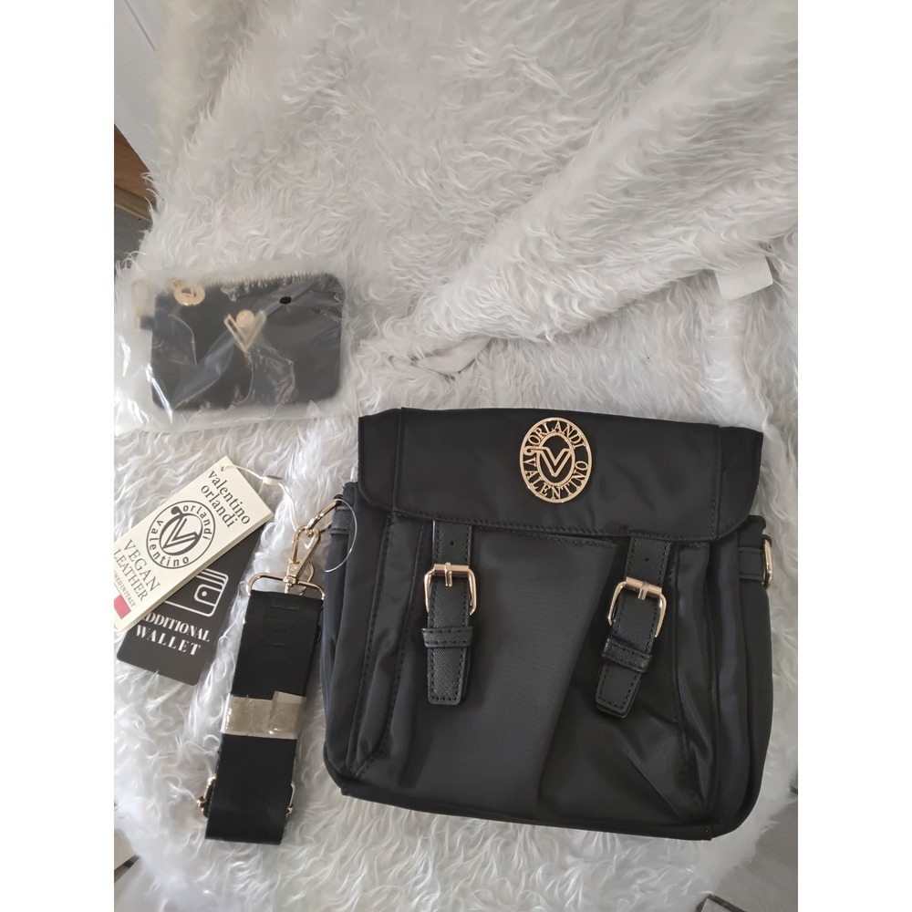 Valentino‎ Orlandi Black Nylon Crossbody Bag with Wallet VN-2106 New